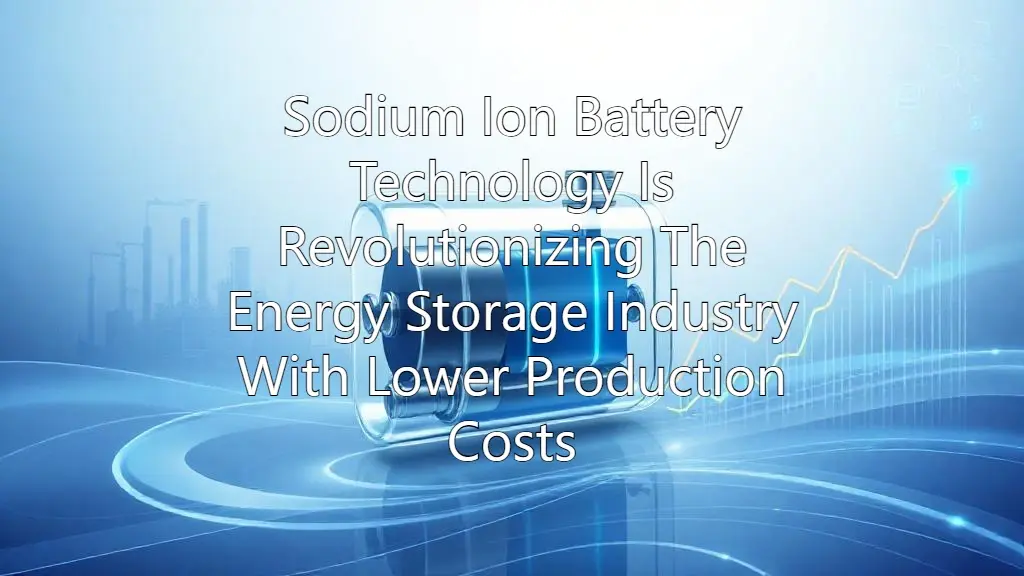 Sodium Ion Battery Technology Is Revolutionizing The Energy Storage Industry With Lower Production Costs